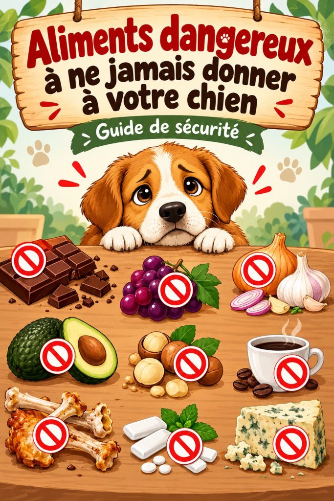 Un chien regardant des fruits sur une table, symbolisant les aliments dangereux.