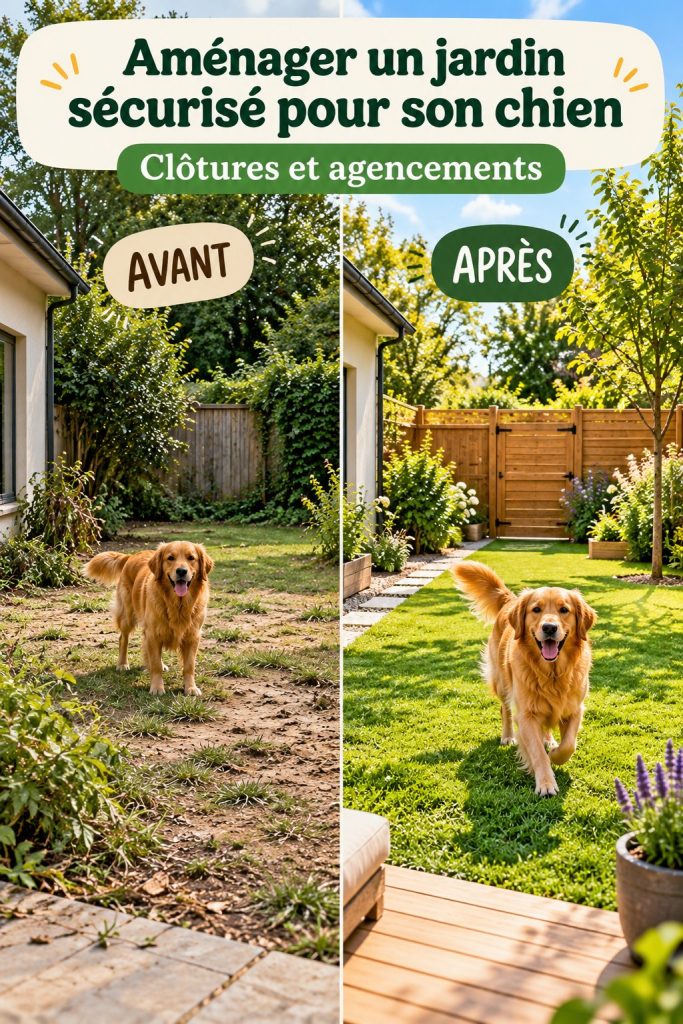 Un jardin sécurisé avec des clôtures et des zones de jeux pour chiens.