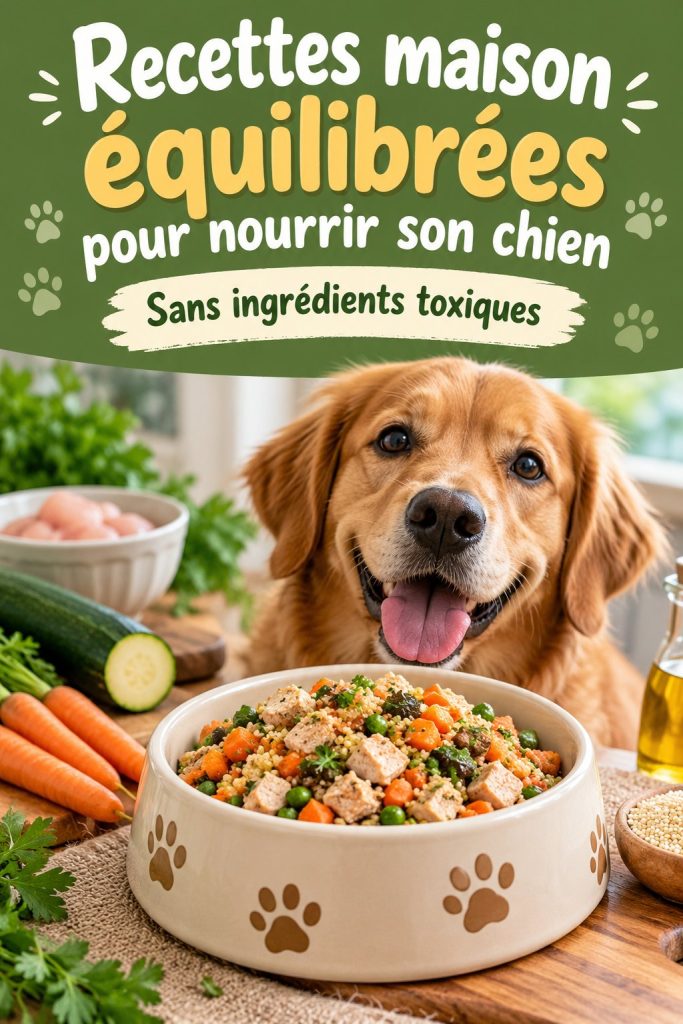 Un plat de nourriture naturelle et équilibrée pour chien avec des légumes et des protéines.